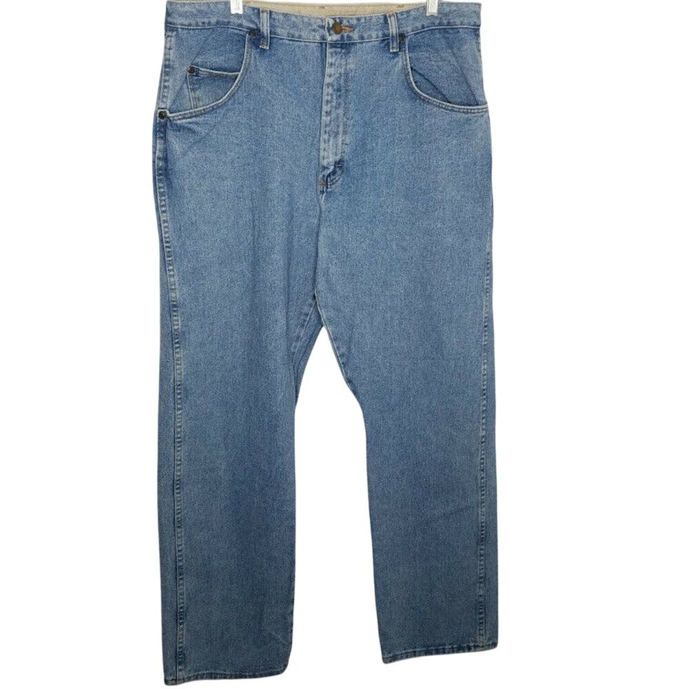 Wrangler Jeans Mens Relaxed Fit Blue Y2K Light Wash 38x32 Denim Straight Leg